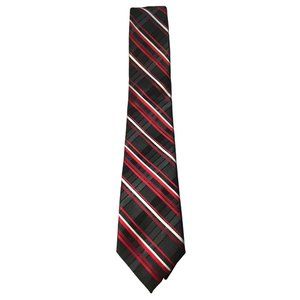 j.Ferrar Slim Neck Tie Black Grey Red White Stripe Art Deco Swing 59" Retro Club